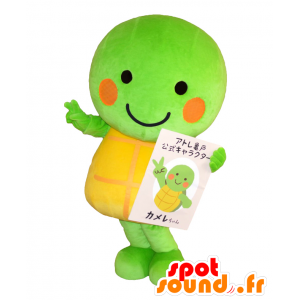 Kamere mascotte. Tartaruga verde mascotte e gigante giallo - MASFR27749 - Yuru-Chara mascotte giapponese