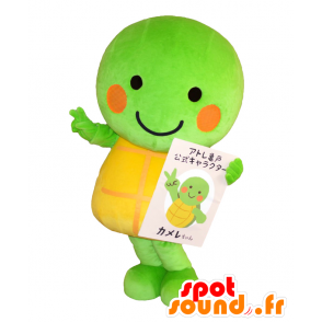 Kamere Maskottchen. Grüne Schildkröte Maskottchen und gelben Riesen - MASFR27749 - Yuru-Chara japanischen Maskottchen