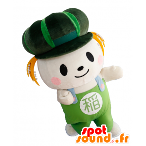 Mascotte de Inashiki. Mascotte de bonhomme blanc et vert - MASFR27755 - Mascottes Yuru-Chara Japonaises