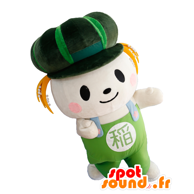 Mascot Inashiki. wit en groen man mascotte - MASFR27755 - Yuru-Chara Japanse Mascottes