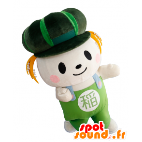 Mascot af Inashiki. Hvid og grøn snemand maskot - Spotsound