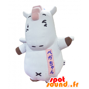 Pega-chan maskot. Hvid og lyserød hestemaskot - Spotsound