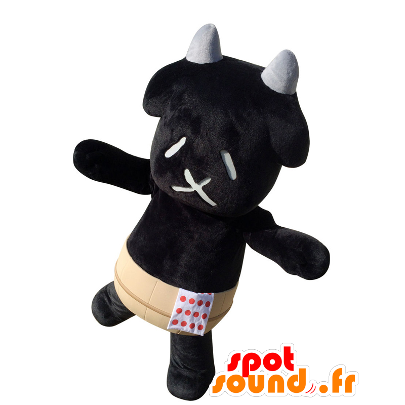 Mascot Bussan. Mascota del negro y la vaca blanca, gigante - MASFR27764 - Yuru-Chara mascotas japonesas