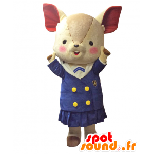 Mascot Nara Jessica. Ratón Beige mascota de colegiala - MASFR27766 - Yuru-Chara mascotas japonesas