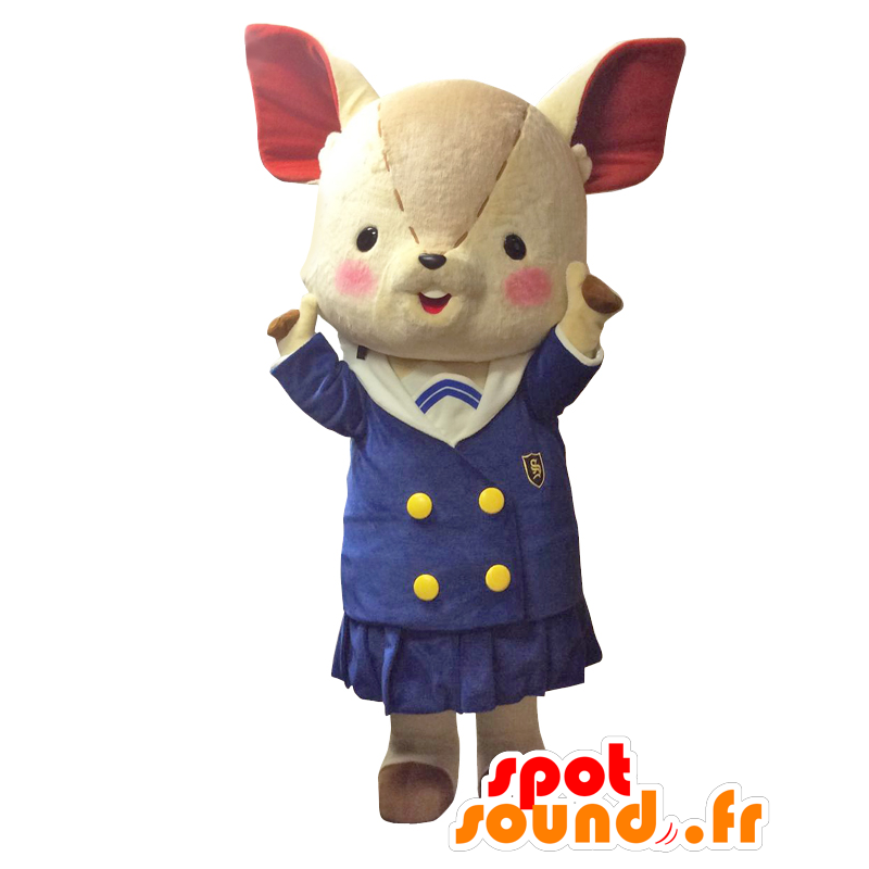 Mascot Nara Jessica. Ratón Beige mascota de colegiala - MASFR27766 - Yuru-Chara mascotas japonesas