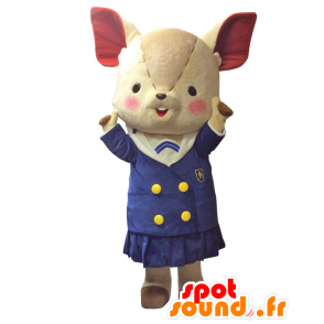 Maskottchen Nara Jessica. Beige Maus Maskottchen Schülerin - MASFR27766 - Yuru-Chara japanischen Maskottchen