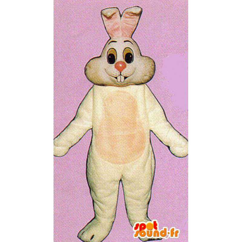 Blanco traje de conejo, sonriendo - MASFR007116 - Mascota de conejo