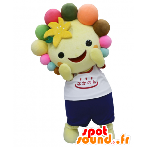 Mascotte de Naka. Mascotte de bonhomme jaune en tenue de sport - MASFR27769 - Mascottes Yuru-Chara Japonaises