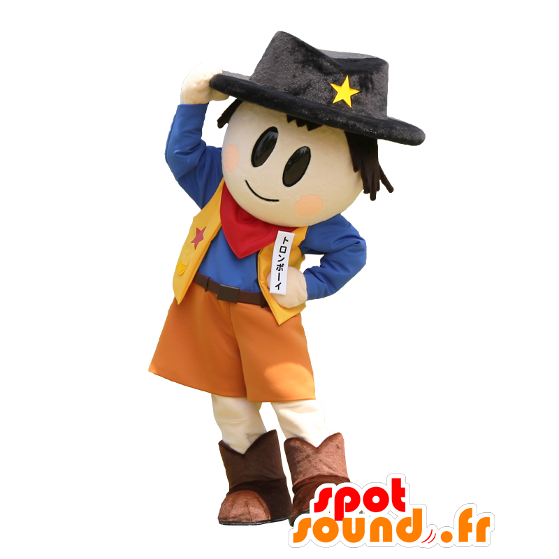 Tron-Boy mascotte. Mascotte cowboy sorridente - MASFR27771 - Yuru-Chara mascotte giapponese