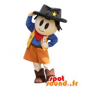 Mascotte de Tron-Boy. Mascotte de cow-boy souriant - MASFR27771 - Mascottes Yuru-Chara Japonaises