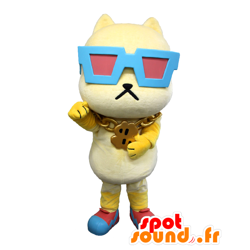Mascot Beans. Mascotte big white dog rapper - MASFR27774 - Yuru-Chara Japanese mascots