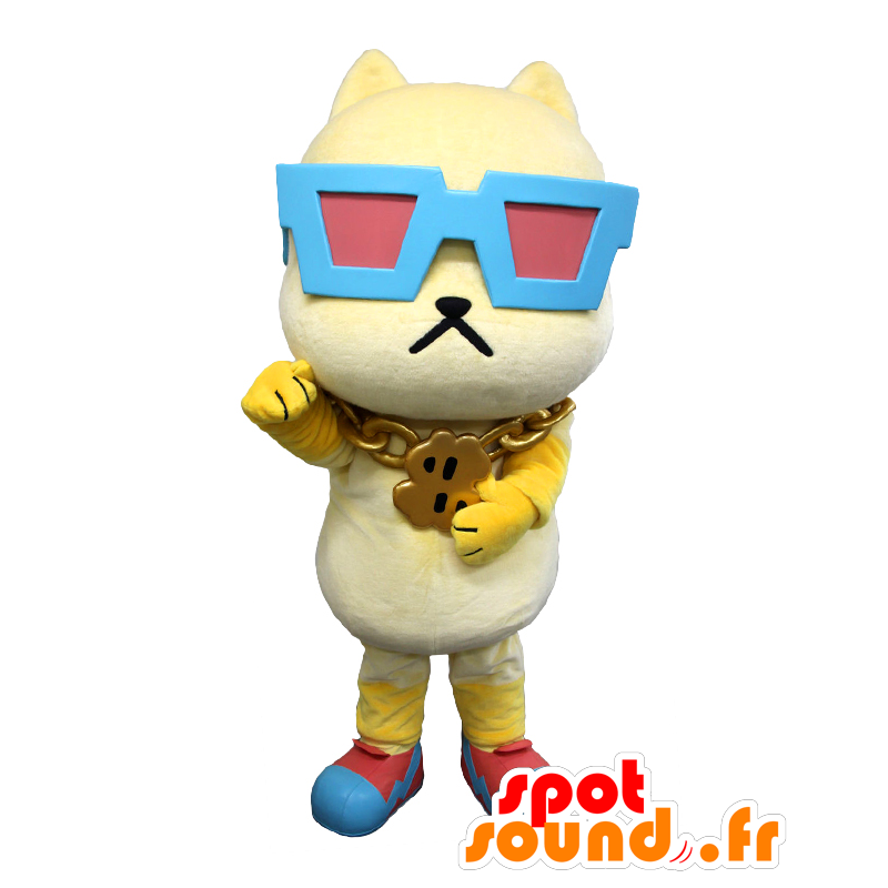 Fagioli mascotte. Mascotte grosso cane rapper bianco - MASFR27774 - Yuru-Chara mascotte giapponese