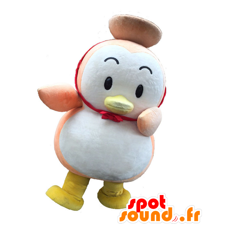 Mascot KamanoSuke. vaaleanpunainen ja valkoinen pingviini maskotti - MASFR27775 - Mascottes Yuru-Chara Japonaises