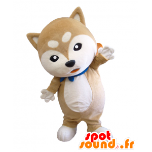 Isaburo mascot. Brown and white dog mascot - MASFR27776 - Yuru-Chara Japanese mascots