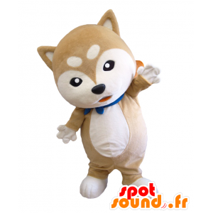 Mascot Isaburo. bruine en witte hond mascotte - MASFR27776 - Yuru-Chara Japanse Mascottes