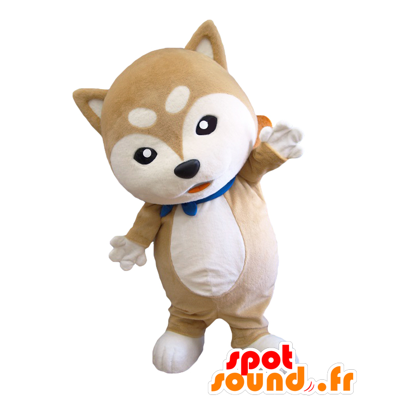 Mascotte de Isaburo. Mascotte de chien marron et blanc - MASFR27776 - Mascottes Yuru-Chara Japonaises