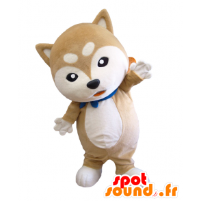 Isaburo maskot. Brun og hvid hundemaskot - Spotsound maskot