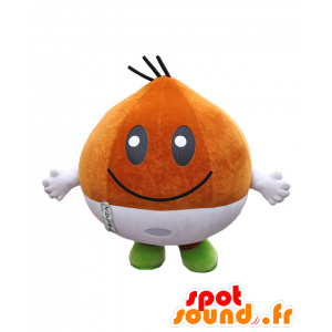 Mascot Kurichan. brun ball maskot, hvitt og grønt - MASFR27777 - Yuru-Chara japanske Mascots