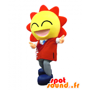 Cosi mascot Bow. Yellow sun-like mascot and orange - MASFR27783 - Yuru-Chara Japanese mascots