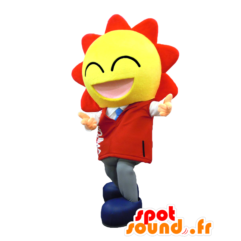 Mascot Cosi Bow. amarelo mascote parecida com o Sol e laranja - MASFR27783 - Yuru-Chara Mascotes japoneses