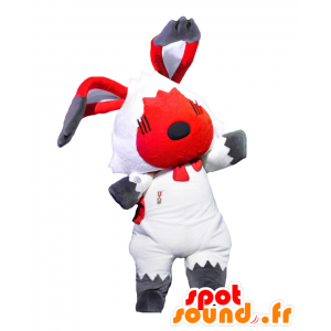 Μασκότ κάλος. Mascot μεγάλο κόκκινο και λευκό κουνέλι - MASFR27784 - Yuru-Χαρά ιαπωνική Μασκότ
