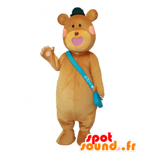 Mascotte Tabikuma-kun. Di marrone mascotte orso con cappello - MASFR27789 - Yuru-Chara mascotte giapponese