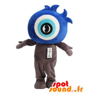 Mascot av Mr. Nazar. Blå maskot för snögubbe med ett öga -
