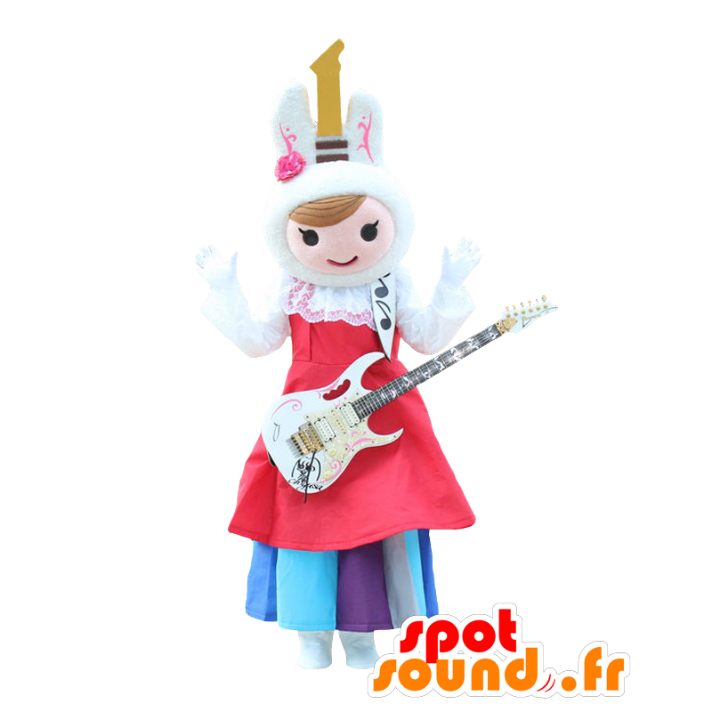 澪アゲハチョウのマスコット。ギターを持ったマスコットの女の子-MASFR27791-日本のゆるキャラのマスコット