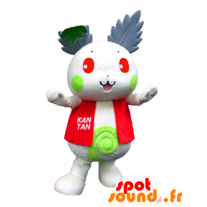 Easy mascot. Mascottede white rabbit in red dress - MASFR27799 - Yuru-Chara Japanese mascots