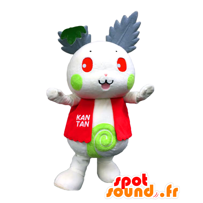 Mascota de fácil. Conejo blanco Mascottede en vestido rojo - MASFR27799 - Yuru-Chara mascotas japonesas