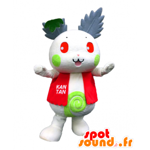 Mascota de fácil. Conejo blanco Mascottede en vestido rojo - MASFR27799 - Yuru-Chara mascotas japonesas