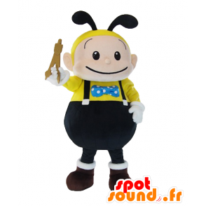 Mascota Tekuma. Mascota de la abeja, negro y amarillo avispa - MASFR27803 - Yuru-Chara mascotas japonesas