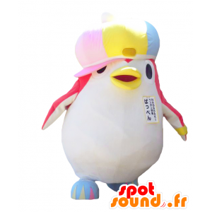 Mascotte Bappen. Pinguino rosa e bianco con un berretto - MASFR27805 - Yuru-Chara mascotte giapponese