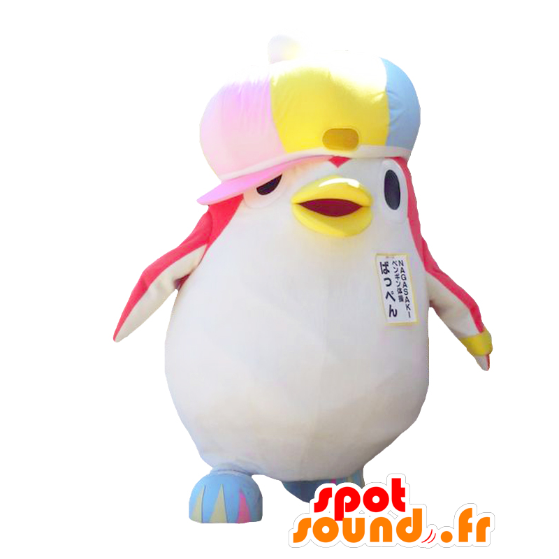 Bappen Maskottchen. Rosafarbene und weiße Pinguin mit einer Kappe - MASFR27805 - Yuru-Chara japanischen Maskottchen