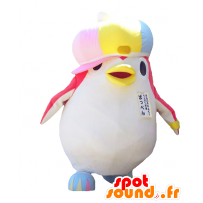 Mascotte de Bappen. Pingouin rose et blanc avec une casquette - MASFR27805 - Mascottes Yuru-Chara Japonaises