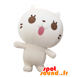 Nya mascot. White and brown cat mascot, highly successful - MASFR27806 - Yuru-Chara Japanese mascots