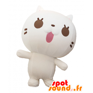 Mascotte de Nya. Mascotte de chat blanc et marron, très réussi - MASFR27806 - Mascottes Yuru-Chara Japonaises