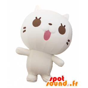 Nya mascotte. Bianco e marrone gatto mascotte, di grande successo - MASFR27806 - Yuru-Chara mascotte giapponese