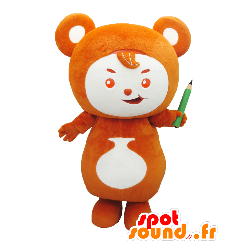 Bob mascot. Of brown bear mascot with a pencil - MASFR27807 - Yuru-Chara Japanese mascots