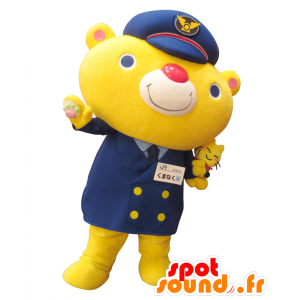 Mascot Tabi-Nyan. Yellow cat mascot in blue outfit - MASFR27809 - Yuru-Chara Japanese mascots