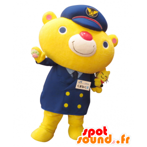 Maskot Tabi-Nyan. žlutá kočka maskot v modrém oblečení - MASFR27809 - Yuru-Chara japonské Maskoti