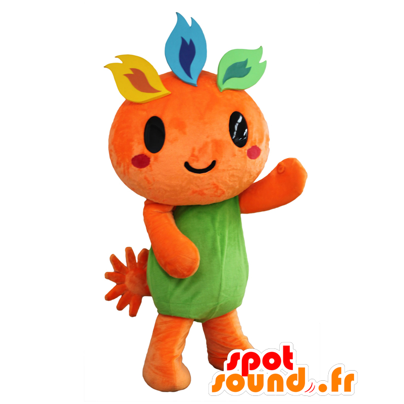 Sorarin maskot. Orange monster maskot med flammer - Spotsound