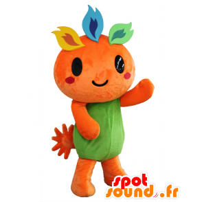 Mascotte de Sorarin. Mascotte de monstre orange avec des flammes - MASFR27810 - Mascottes Yuru-Chara Japonaises