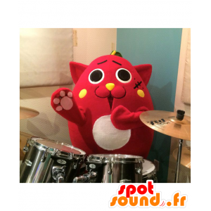 Nyangosuta mascot. All round red cat mascot - MASFR27811 - Yuru-Chara Japanese mascots