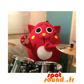 Mascotte de Nyangosuta. Mascotte de chat rouge tout rond - MASFR27811 - Mascottes Yuru-Chara Japonaises