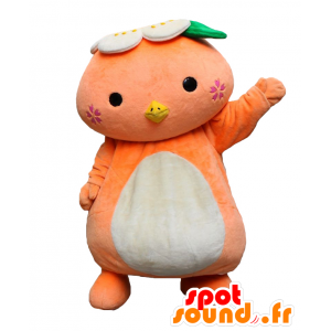 Mascotte de Mimappa. Mascotte de gros poussin blanc et orange - MASFR27813 - Mascottes Yuru-Chara Japonaises
