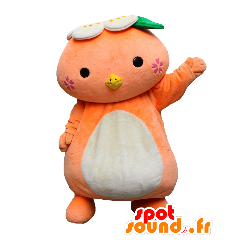 Mimappa mascotte. Mascotte grande pulcino bianco e arancione - MASFR27813 - Yuru-Chara mascotte giapponese