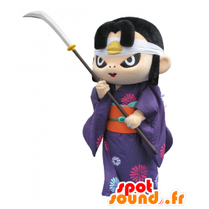 Kinhime mascot, Yutari ninja dressed in purple and orange - MASFR27821 - Yuru-Chara Japanese mascots