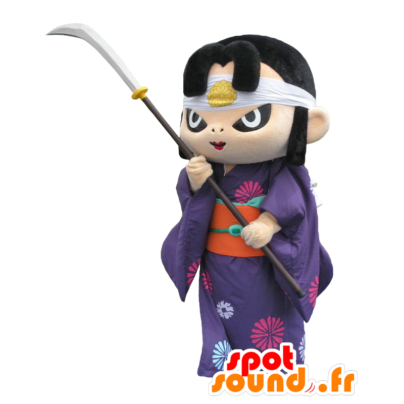 Mascot Kinhime, Yutari ninja gekleed in paars en oranje - MASFR27821 - Yuru-Chara Japanse Mascottes