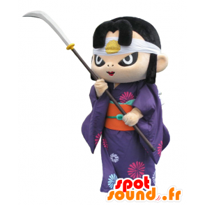 Mascot Kinhime, Yutari ninja pukeutunut violetti ja oranssi - MASFR27821 - Mascottes Yuru-Chara Japonaises